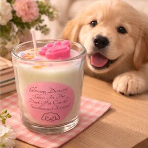 Sandlewood Scented Candle with Pink Accents